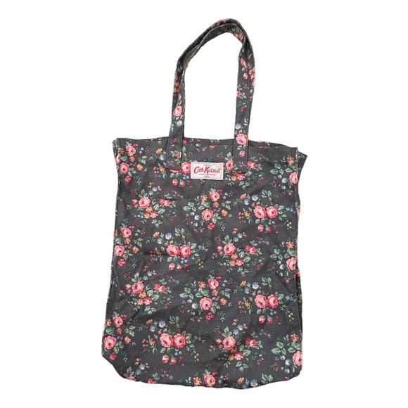 Cath Kidston Gray Floral Canvas Cloth Book Bag - Picture 1 of 7